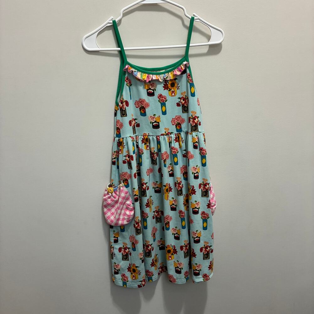 Matilda Jane Floral Pocket Dress Girls Size 12 Blue Whimsical Boutique Dress